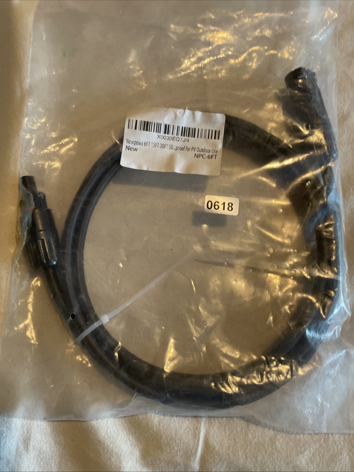 6 ft. 10 AWG Solar Panel Extension Cable with Male to Female New