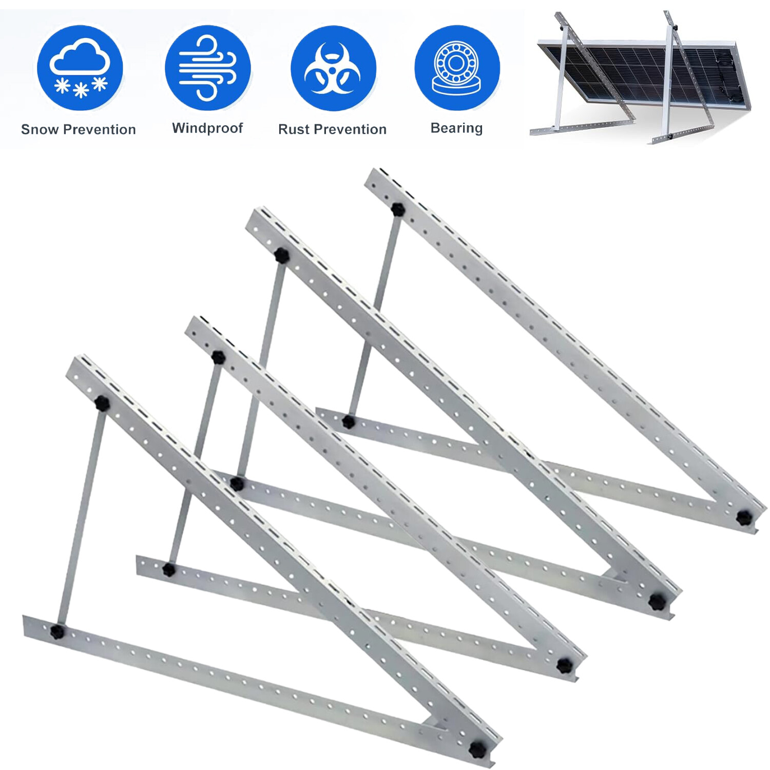 28inch Solar Panel Ground Mounting Brackets Kit Roof Surface Adjustable 4 Pcs US