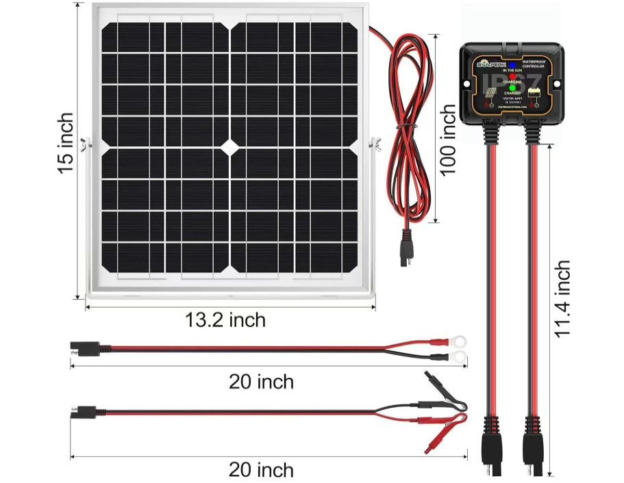 Cargador Solar 12V 20W para Batería de Auto RV Barco y Motocicleta