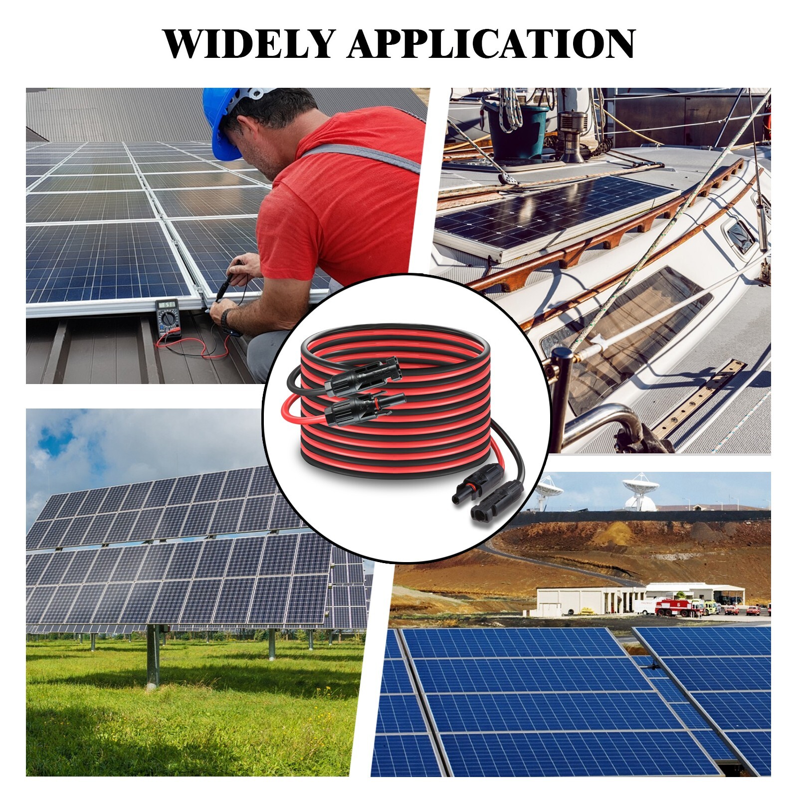 20Ft 12 AWG Solar Panel Extension Cable Solar Wire Connectors for PV connectors
