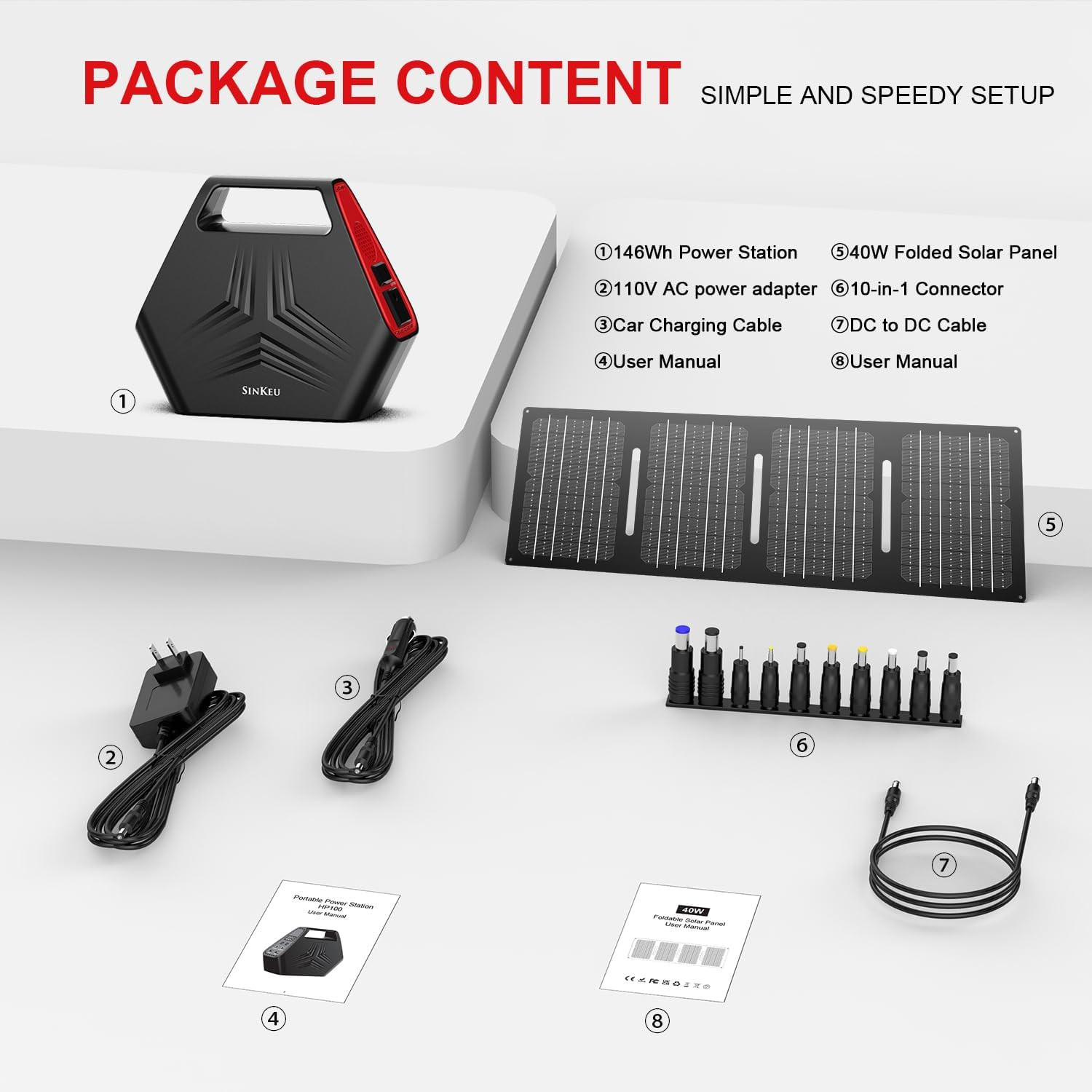100W Solar Generator with 40W Foldable Solar Panel, 24600Mah Power Bank with AC