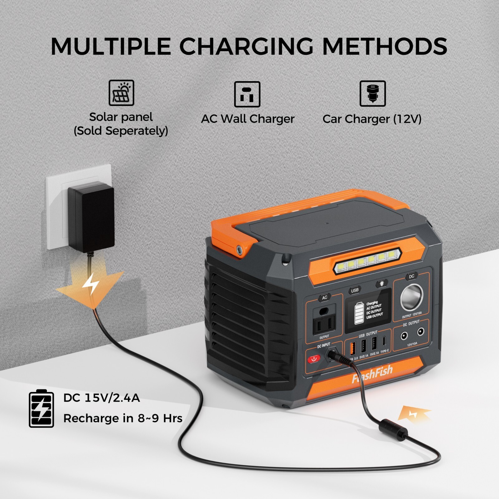 Flashfish 300W Portable Power Station Solar Generator With/Without Solar Panel