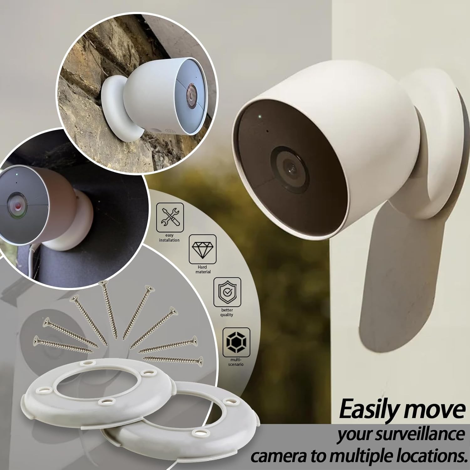Wall Mounting Plate (Grey)-with Screws Compatible with Google Nest Camera(Outdoo
