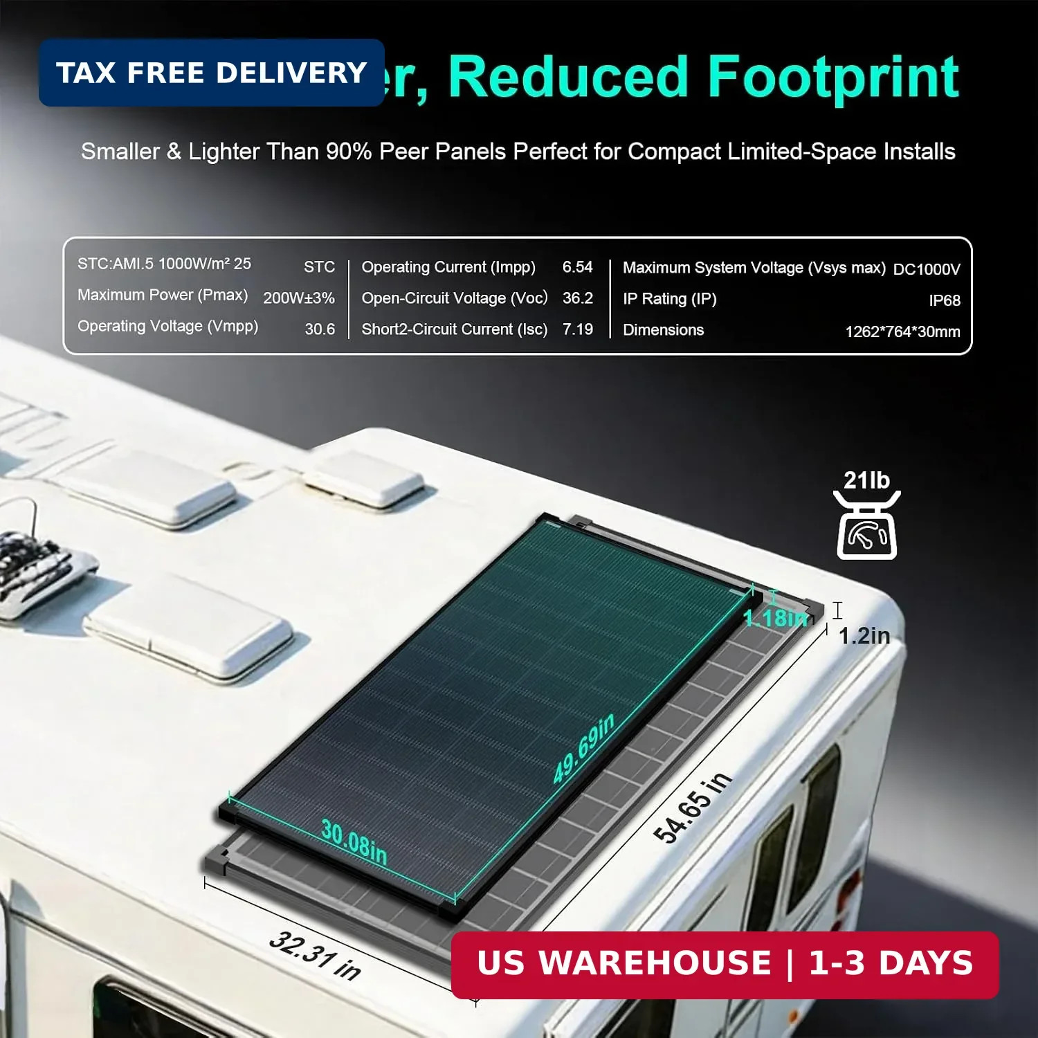 200 Watt Solar Panels N-Type 24 Volt 200W Solar Panel 16BB 25.6% High-Efficiency