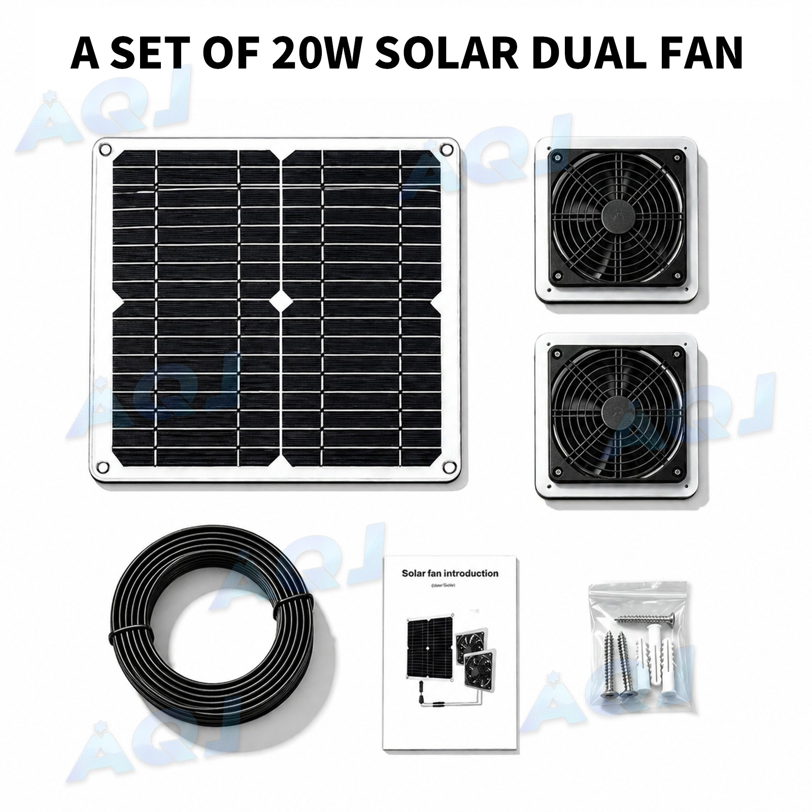 Solar Fan with Battery,18V Solar Panel Powered Fan Kit with Waterproof Dual