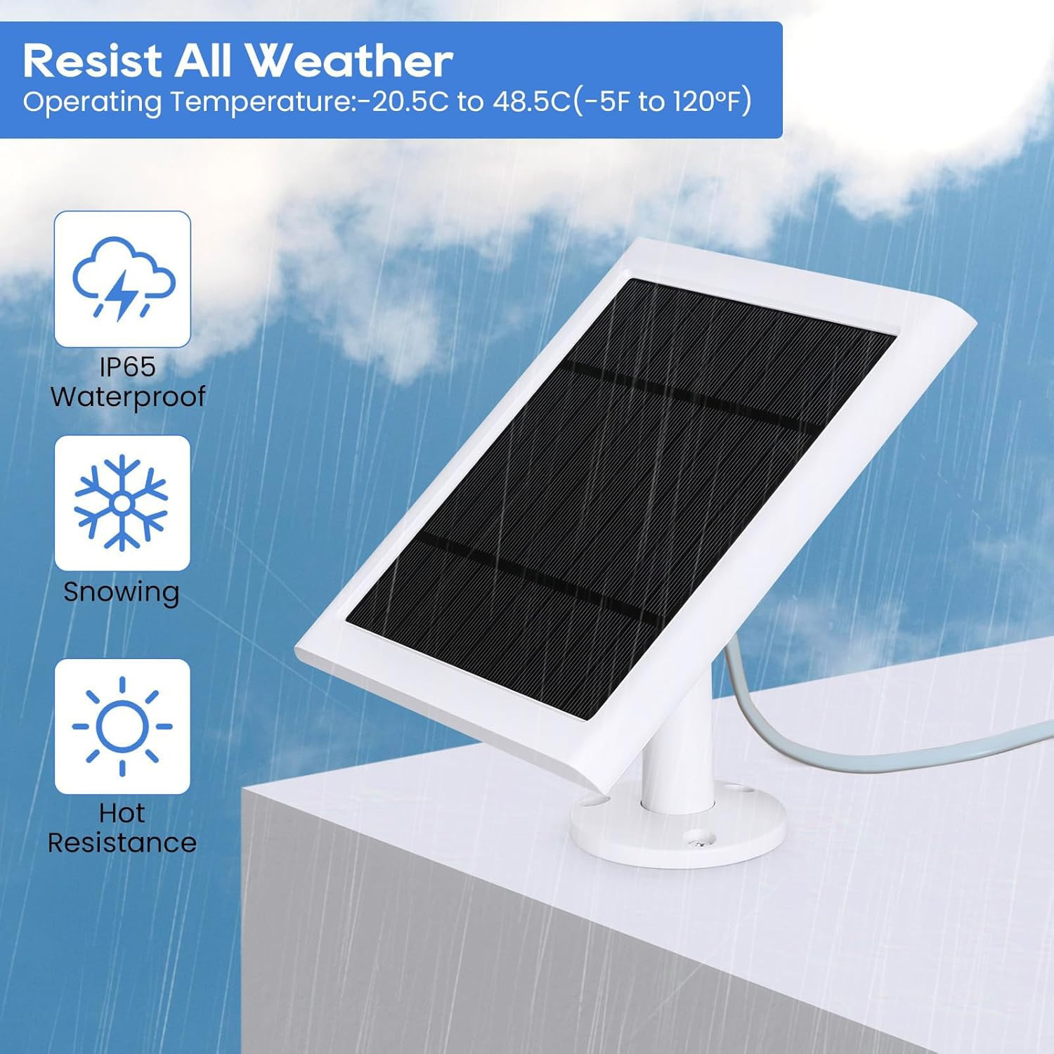 Ring Doorbell Solar Panel 4W Charger with Type-C Port and 9.84ft Cable