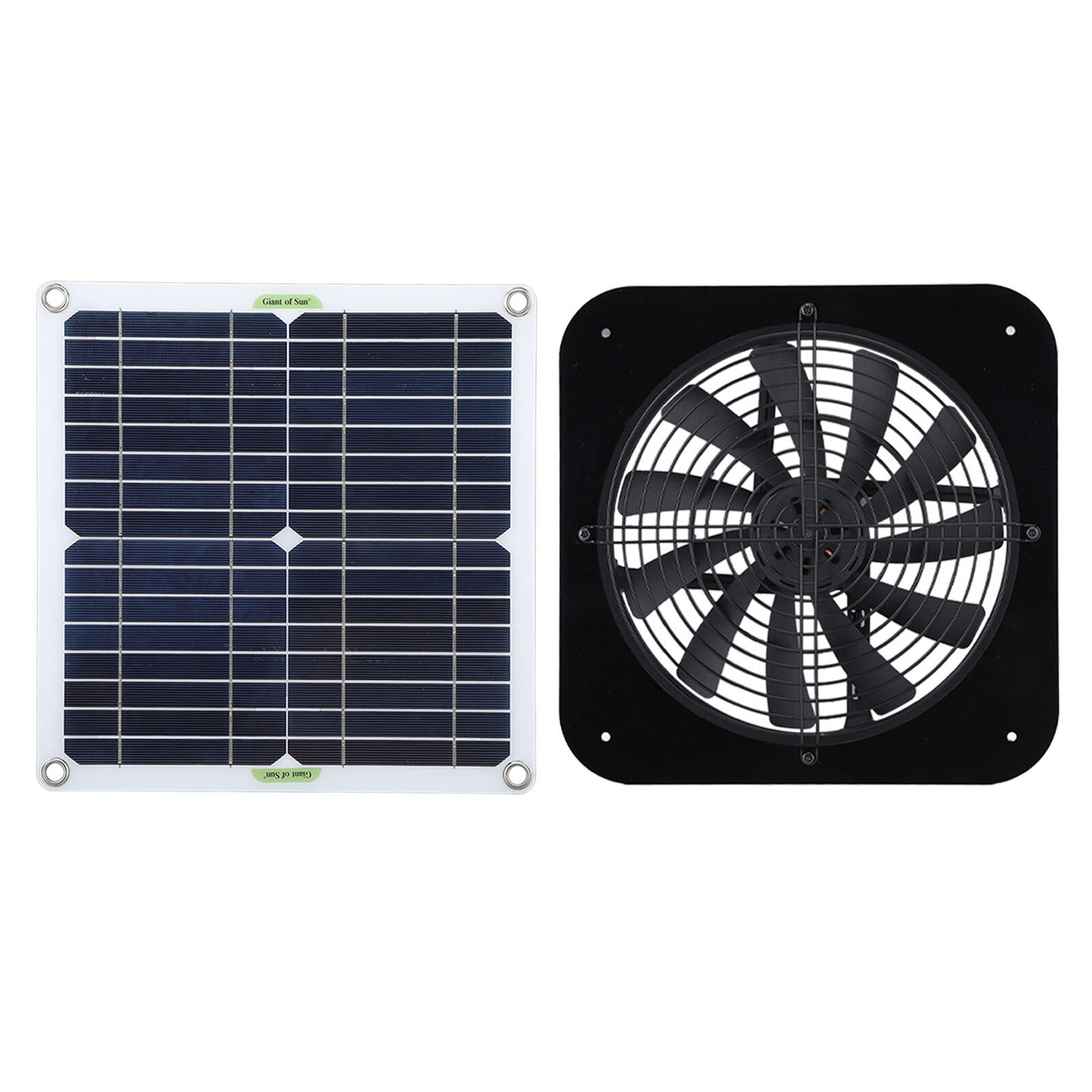 13in Solar Power Fan W/Solar Panel For Room Attic Kitchen Pet Cage Ventilation