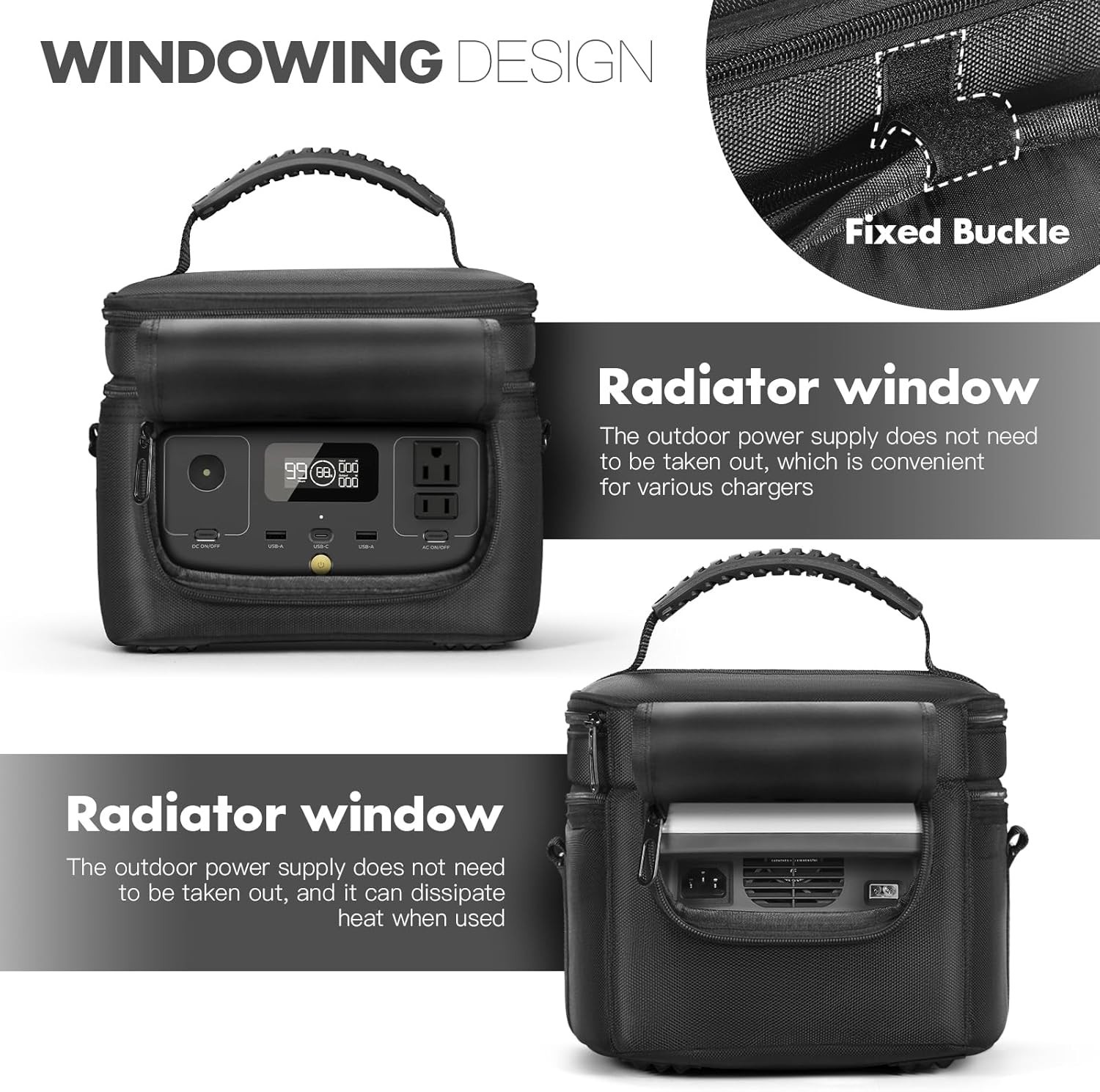 Adjustable Shoulder Strap Carry Bag for EcoFlow RIVER 2 – Multi-Purpose Storage