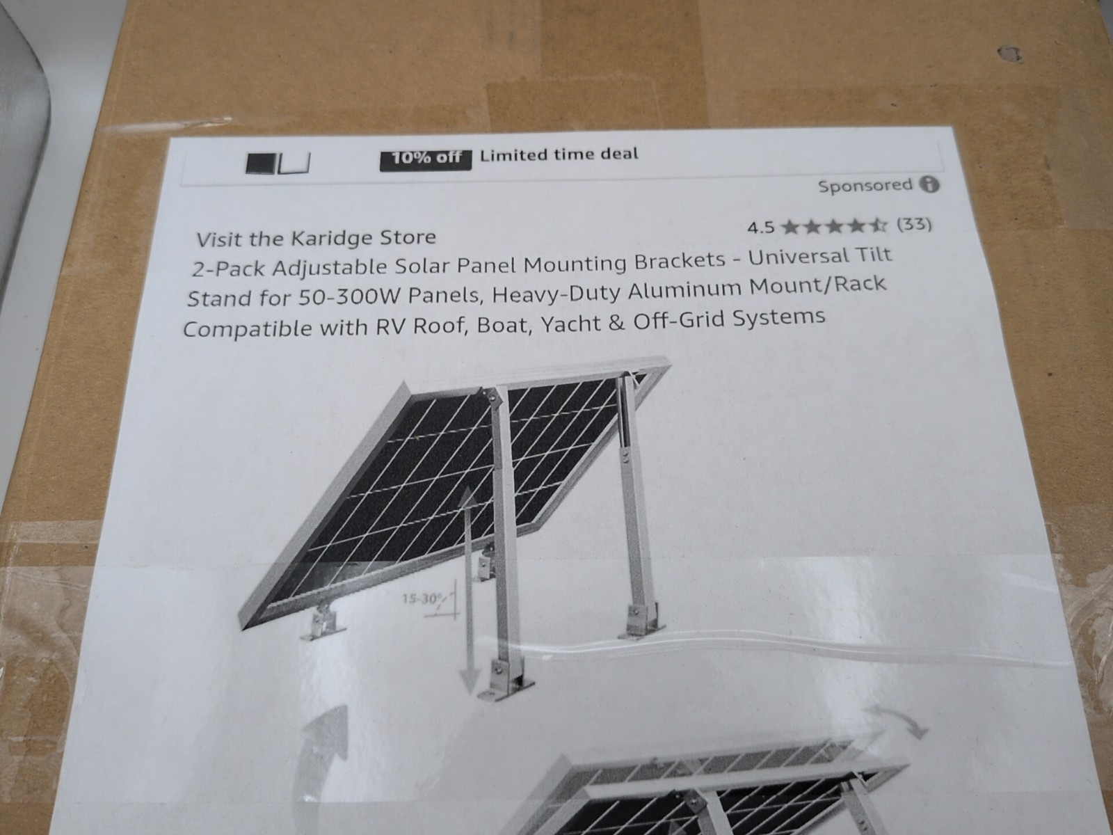 Karidge 2 Pack Solar Panel Mounting Brackets
