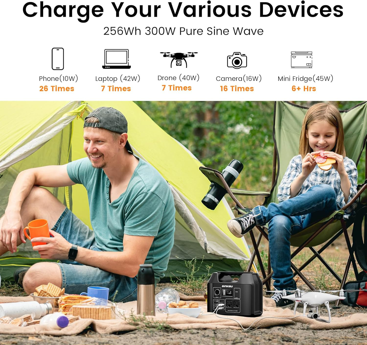 Portable Power Station 80000Mah, 256Wh Lifepo4 Battery Backup,300W AC Outlets, S
