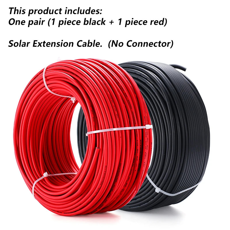 PV Cable 2.5/4/6mm² 10-14AWG 1-30M Wire with Panel Connector Stecker Set
