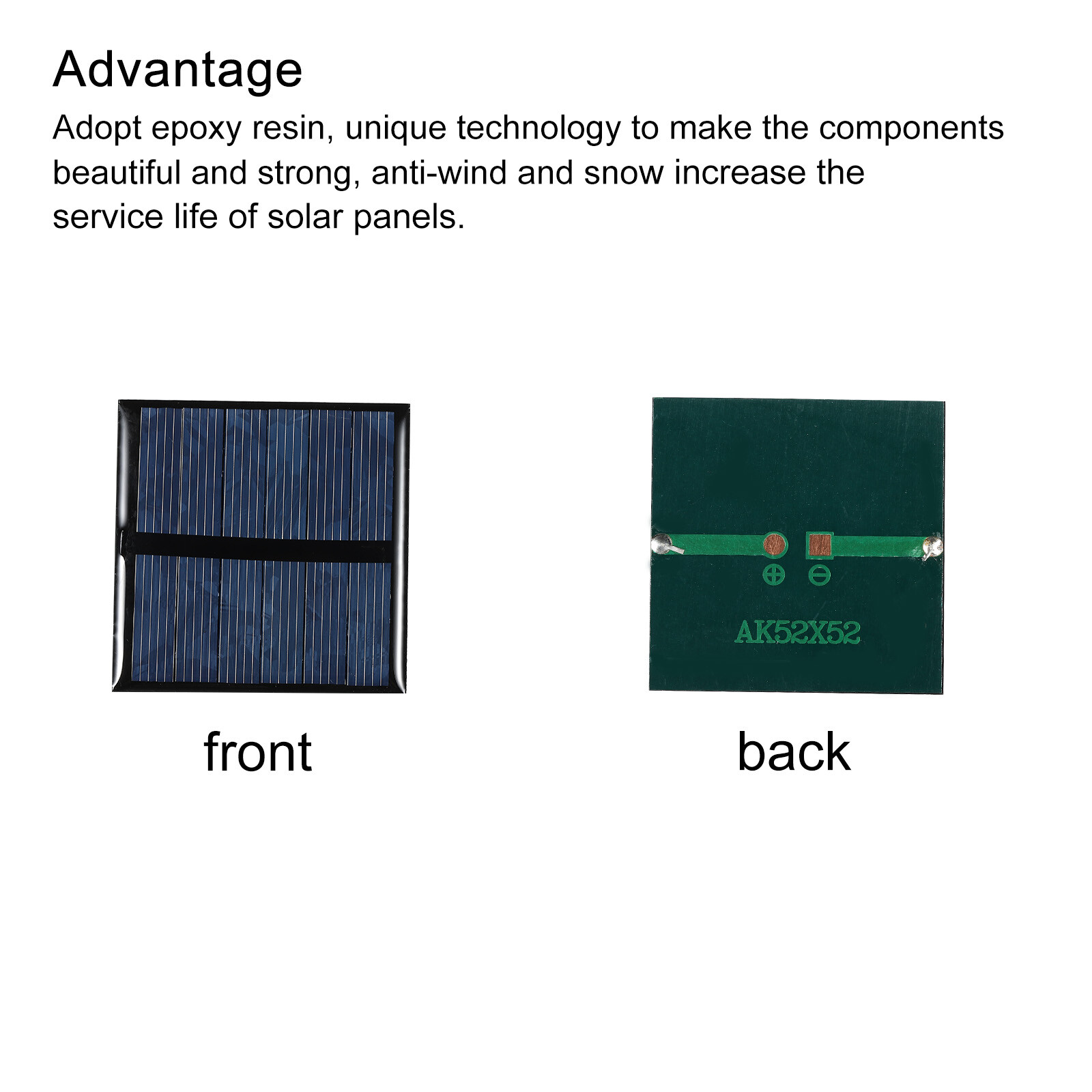 Mini Solar Panel Cell 3V 125mA 0.375W 52mm x 52mm for DIY Project Pack of 5