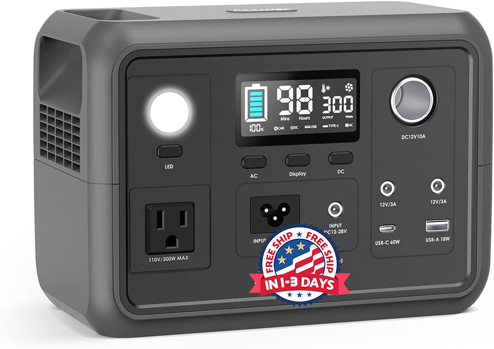 Estación de energía portátil mejorada de 300 W (potencia máxima de 600 W)