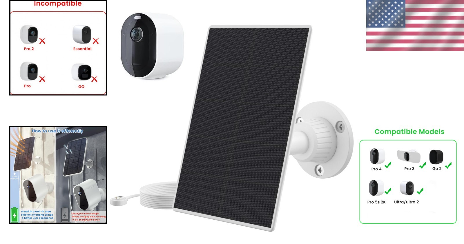 Efficient 6V Solar Charger for Arlo Pro 3, 5S & Ultra 2 – Compact & Lightweight