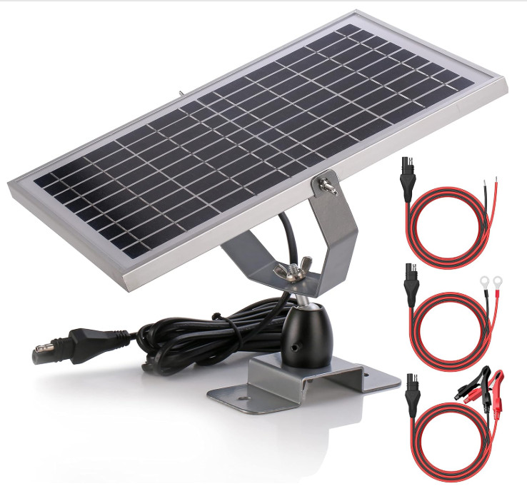 10W 12V Solar Battery Charger with MPPT Controller, Waterproof Panel Kit