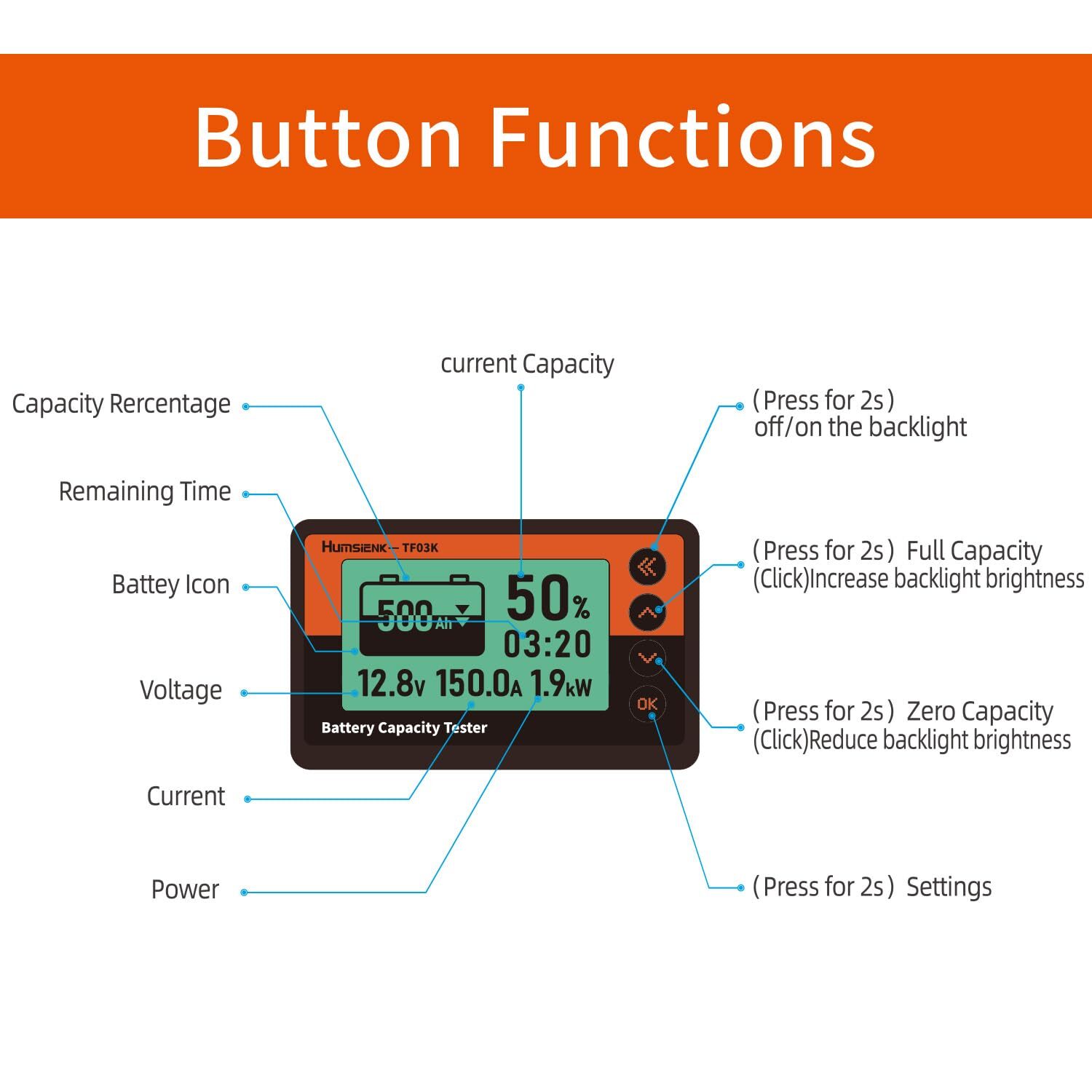 350A Battery Monitor with LCD Display Ideal for RV Solar Marine &Off-Grid System