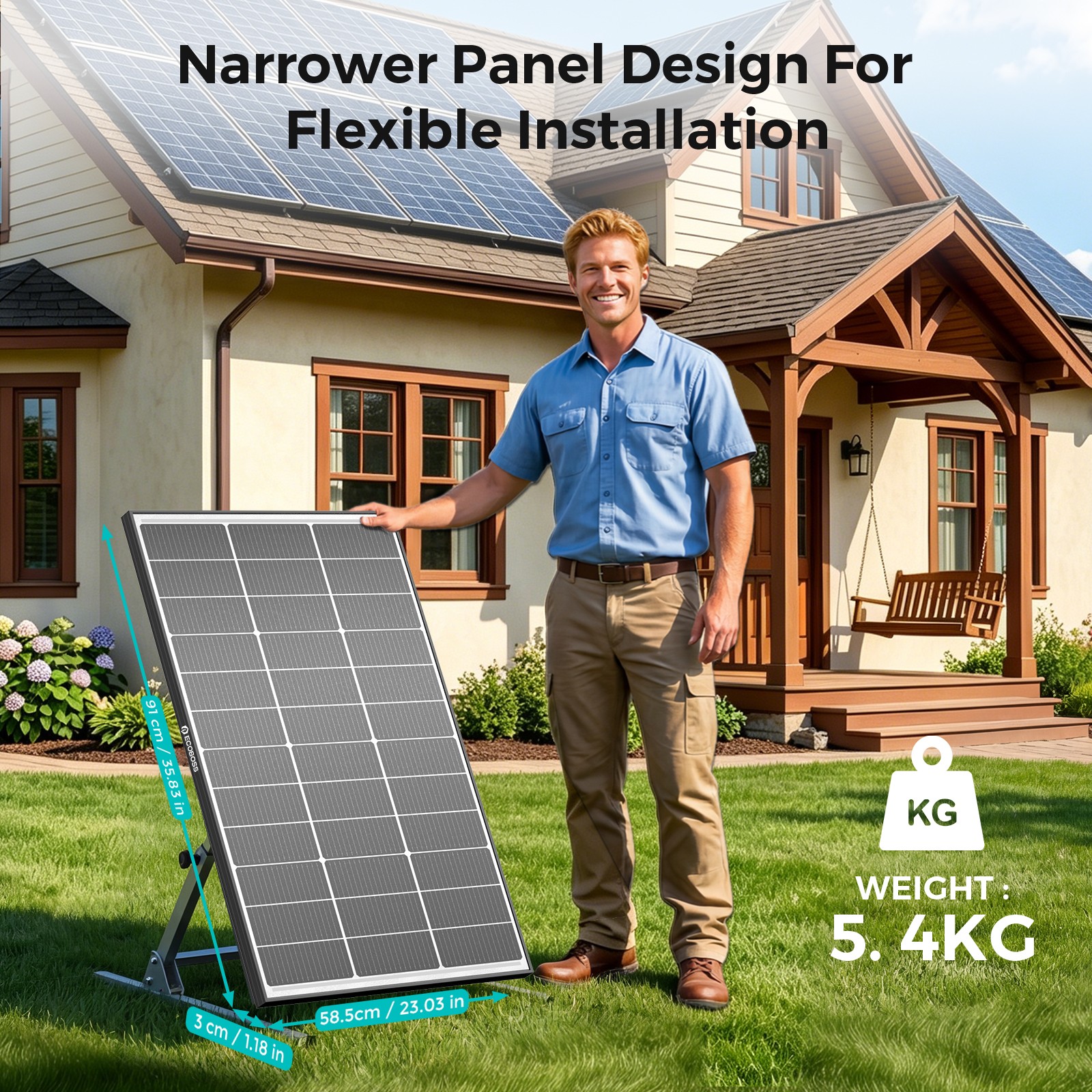 100W Watt Bifacial Solar Panel Mono 12V N-Type Home RV Camping Boat Car Off-Grid