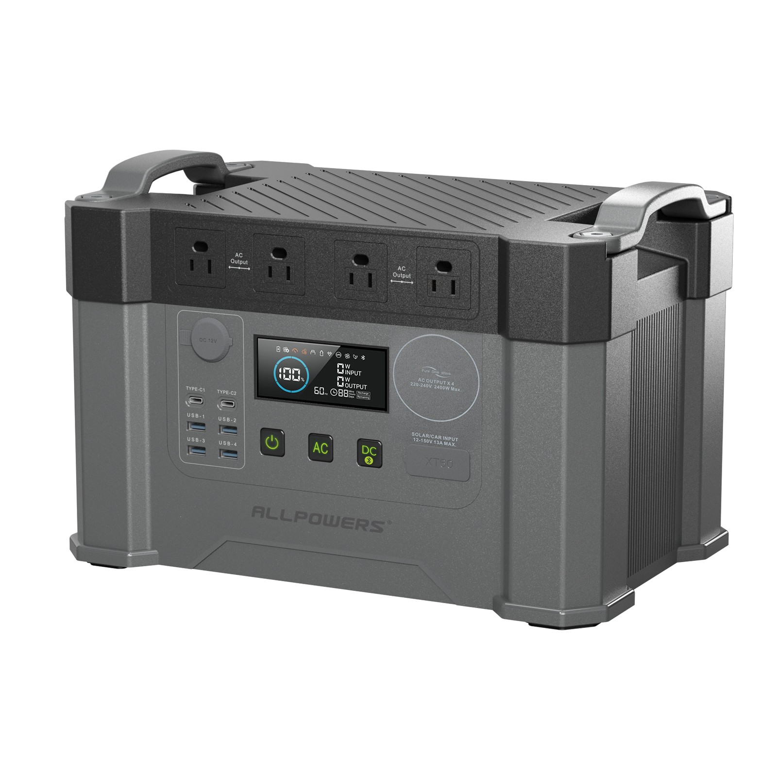ALLPOWERS 2400W Portable Power Station Solar Generator AC With 200W Solar Panel