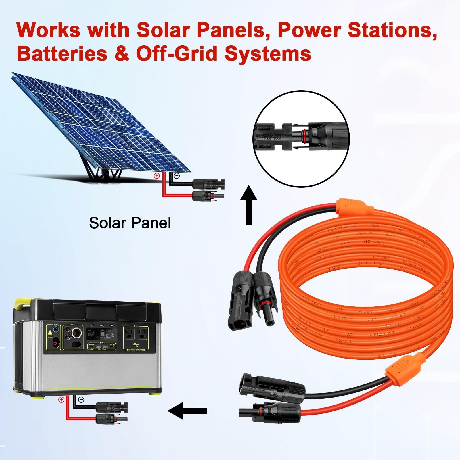 25FT Solar Extension Cable, 14AWG Tinned Copper, Heavy Duty Power Cord for RV, G