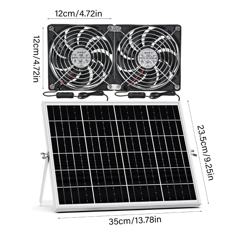 Solars Powered ABS Ventilation Device 12V 3000RPM For Indoor Temperature