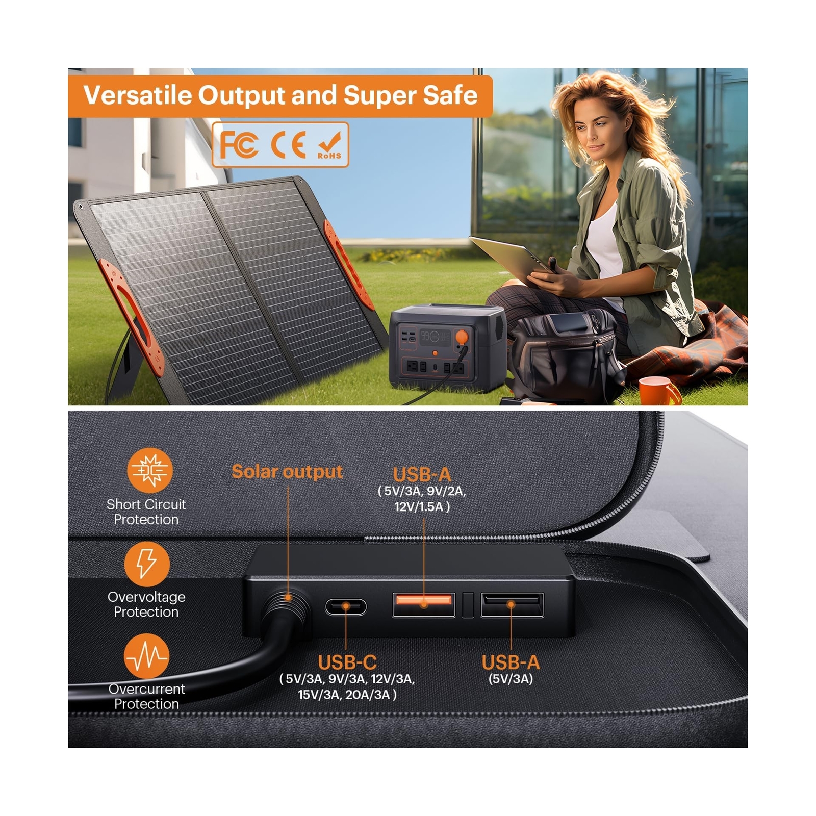 100W Portable Solar Panel, 100 watt 20V Monocrystalline Foldable Solar Charge…