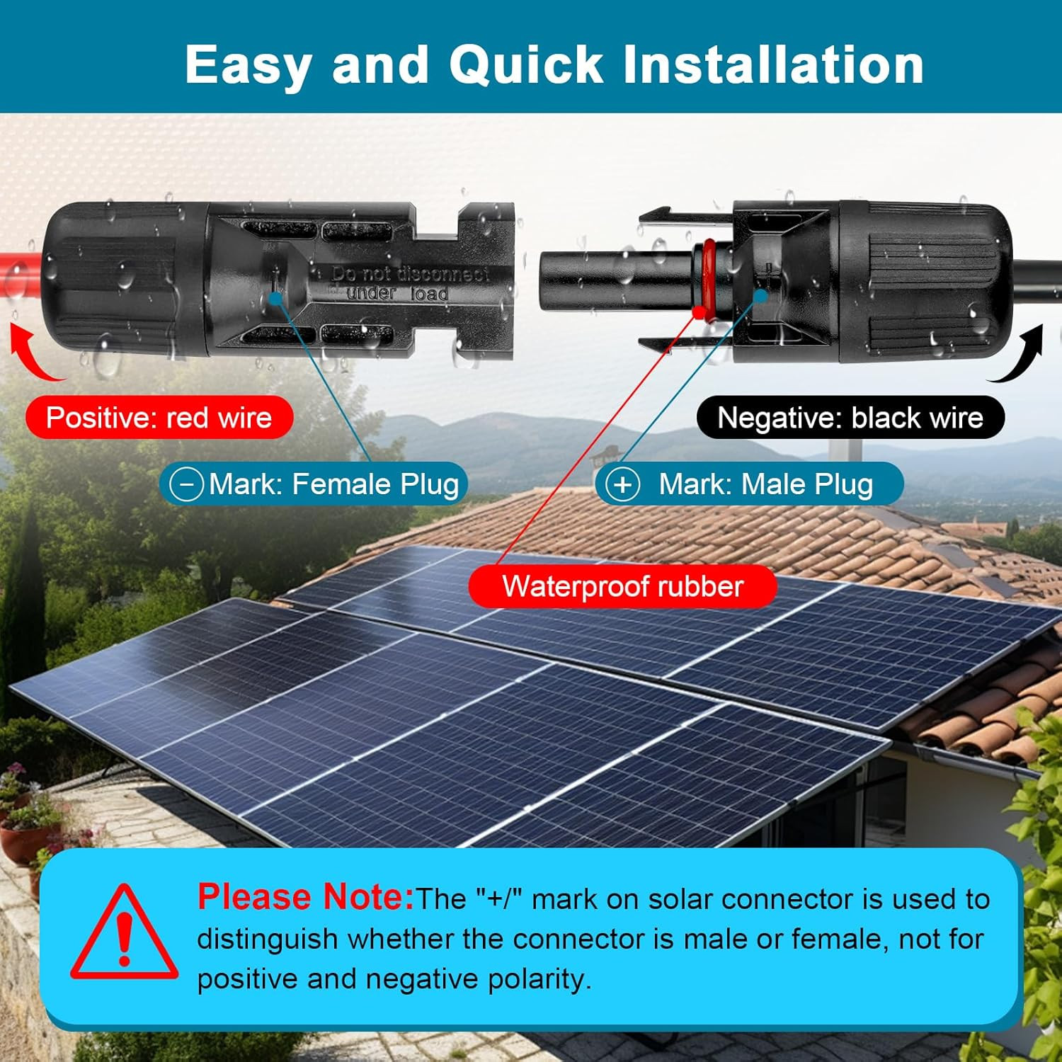 Solar Panel Extension Cable 100FT – 10AWG+14AWG Solar Wire with Female & Male I