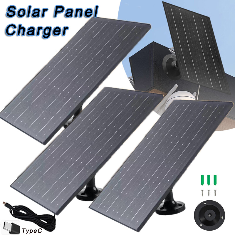 30W 10W 5V Solar Panel For Outdoor Spotlight Camera Security Cam Battery Charger