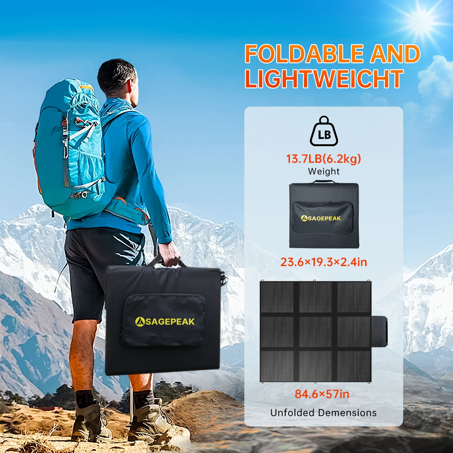 400W Foldable Portable Solar Panel kit for Power Station Charging Camping Mono