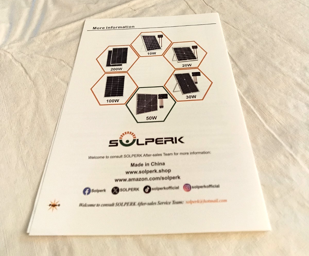 Solperk Solar 50W Solar Panel With Charge Controller Complete NEW