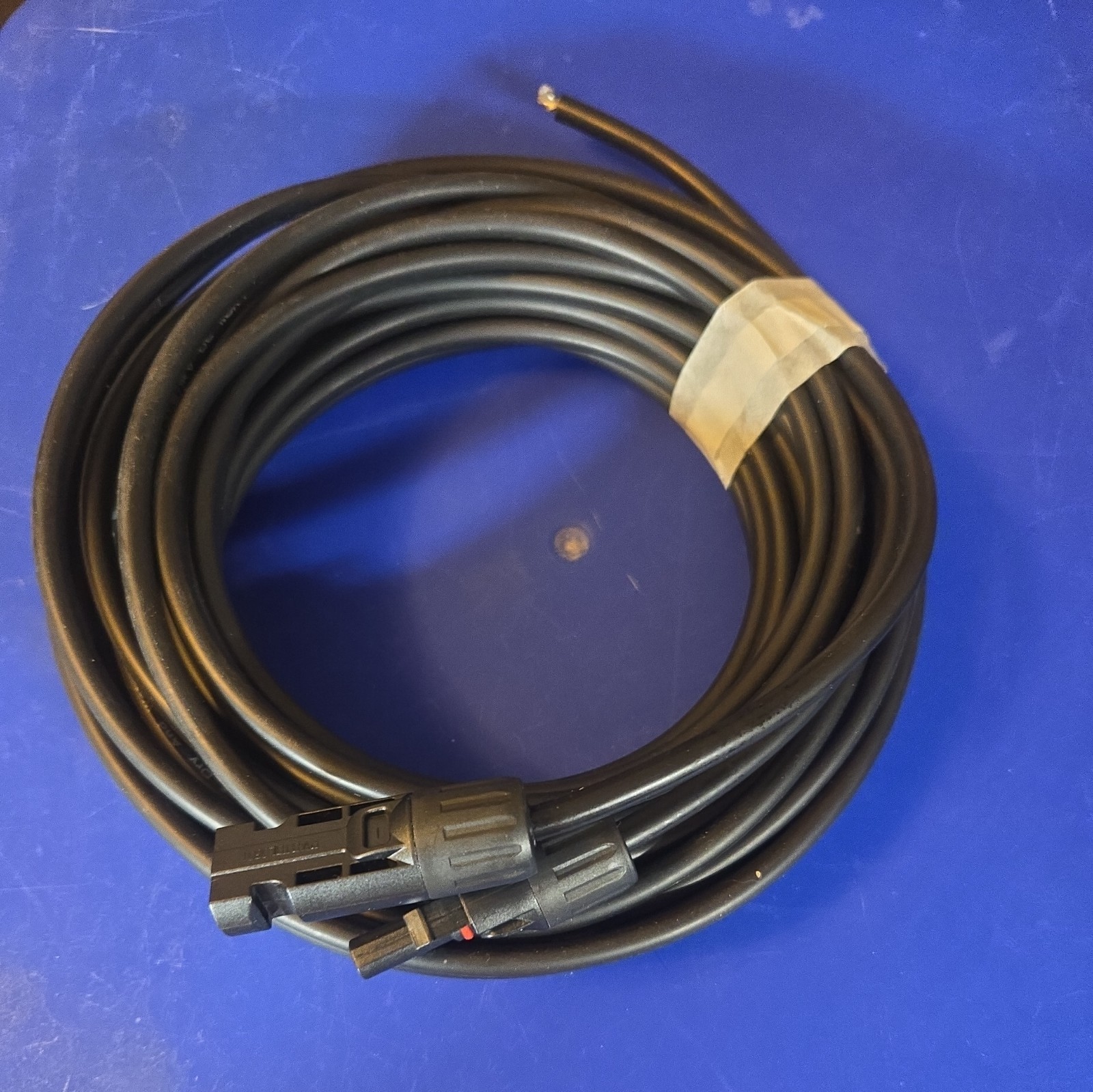 20 ft PV Solar Cable Connectors Stripped 4mm2 onepair (M/F) (1) TUV