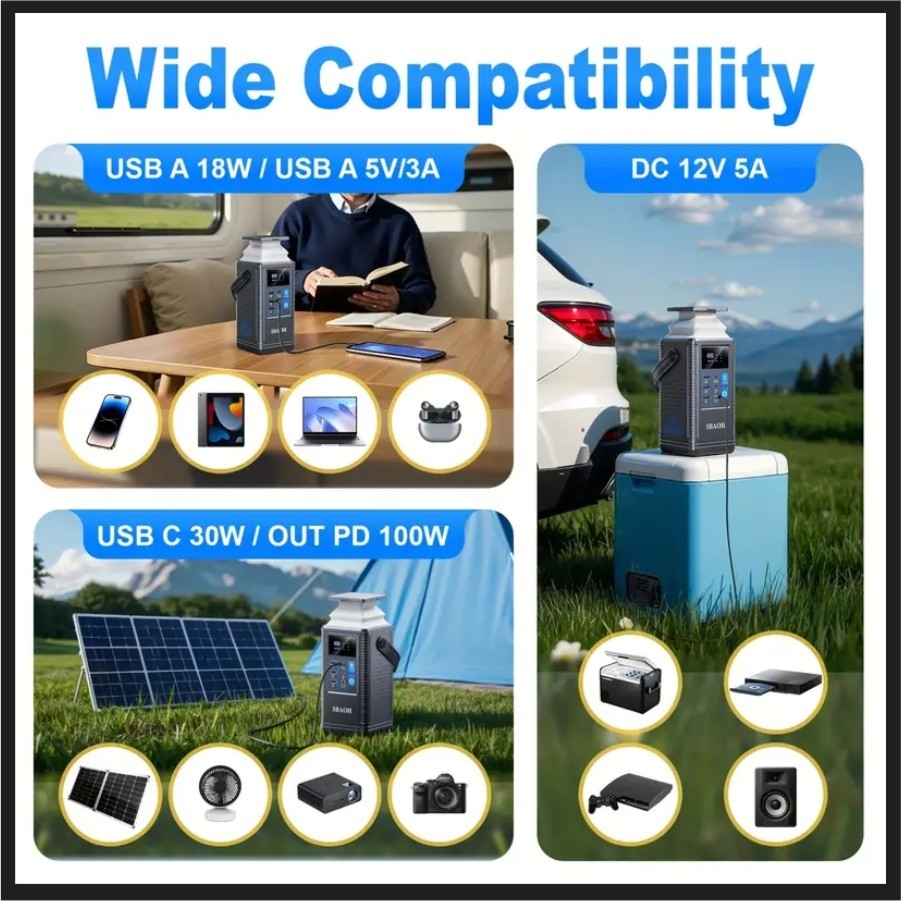 SBAOH 300W 296Wh Portable Power Station Solar Generator Backup Save $100 vs Comp