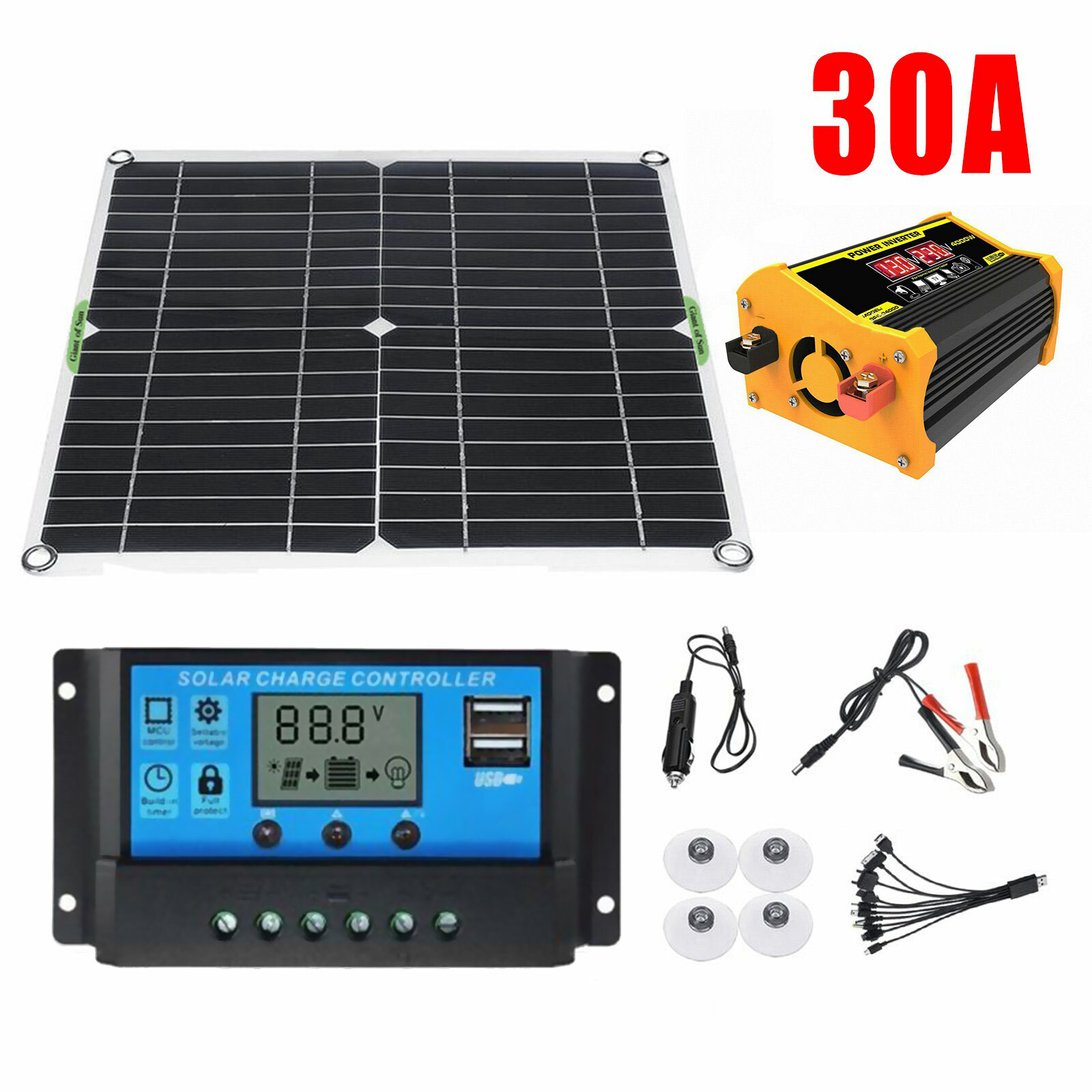 300 Watts Solar Panel Kit 100A 12V Battery Charger With Controller Caravan Boat