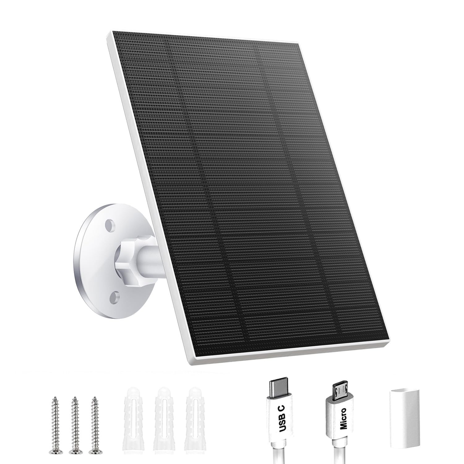 5W Solar Panel for Security Camera Wireless Outdoor USB-C Micro USB 9.8ft Cable
