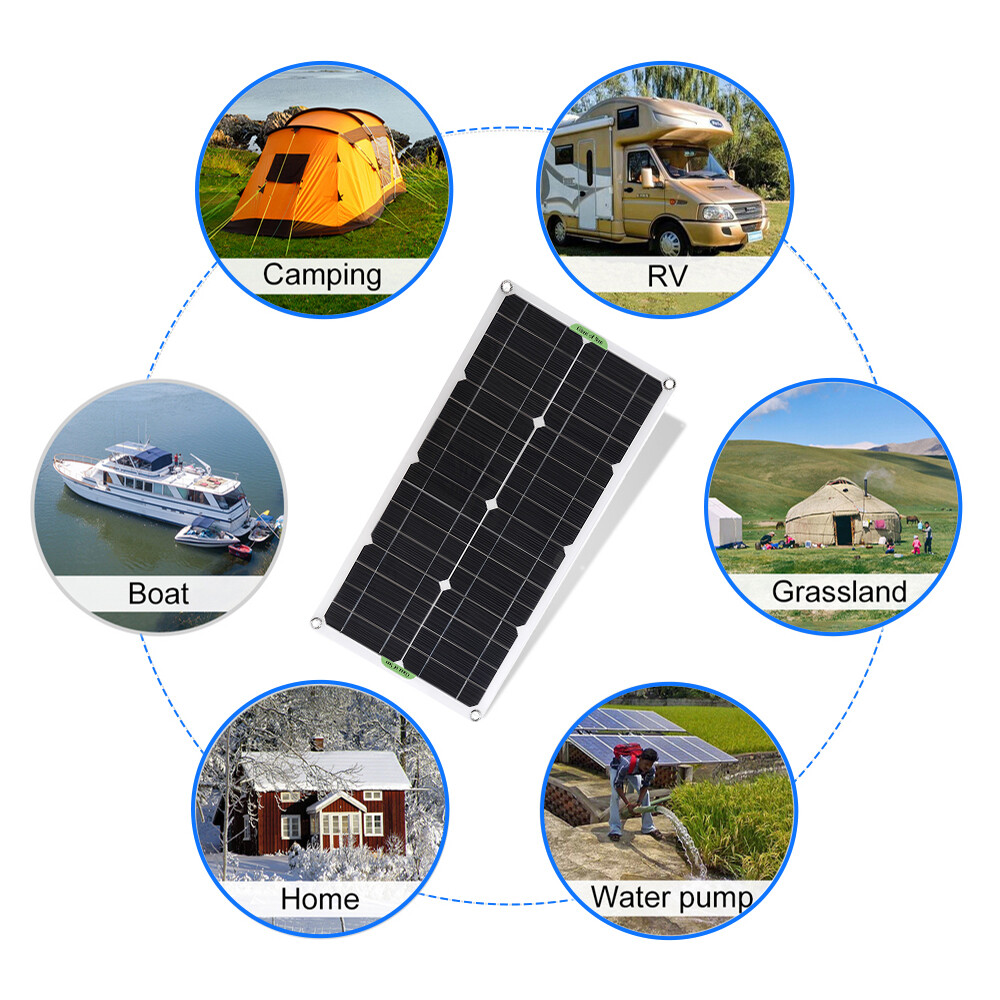 100 200W Flexible Solar Panel Mono 12V Home RV Boat Camping Power Battery Charge