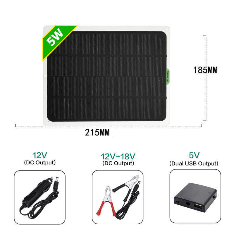 20W(Watts) 12V(Volts) Monocrystalline Solar Panel Battery Maintainer for Boat RV