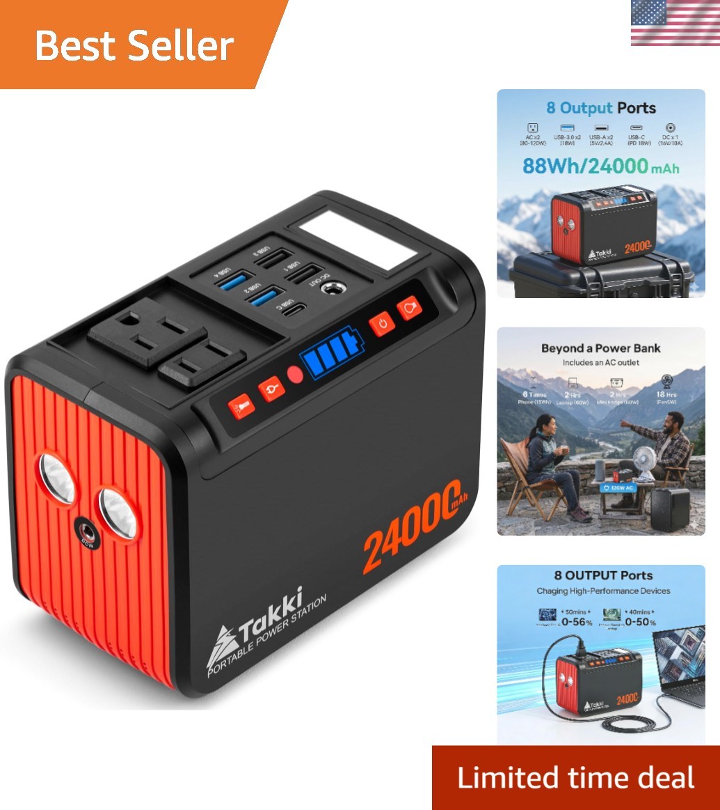 88.8Wh Portable Power Station Peak 120W Lithium Battery Small Generator Power…