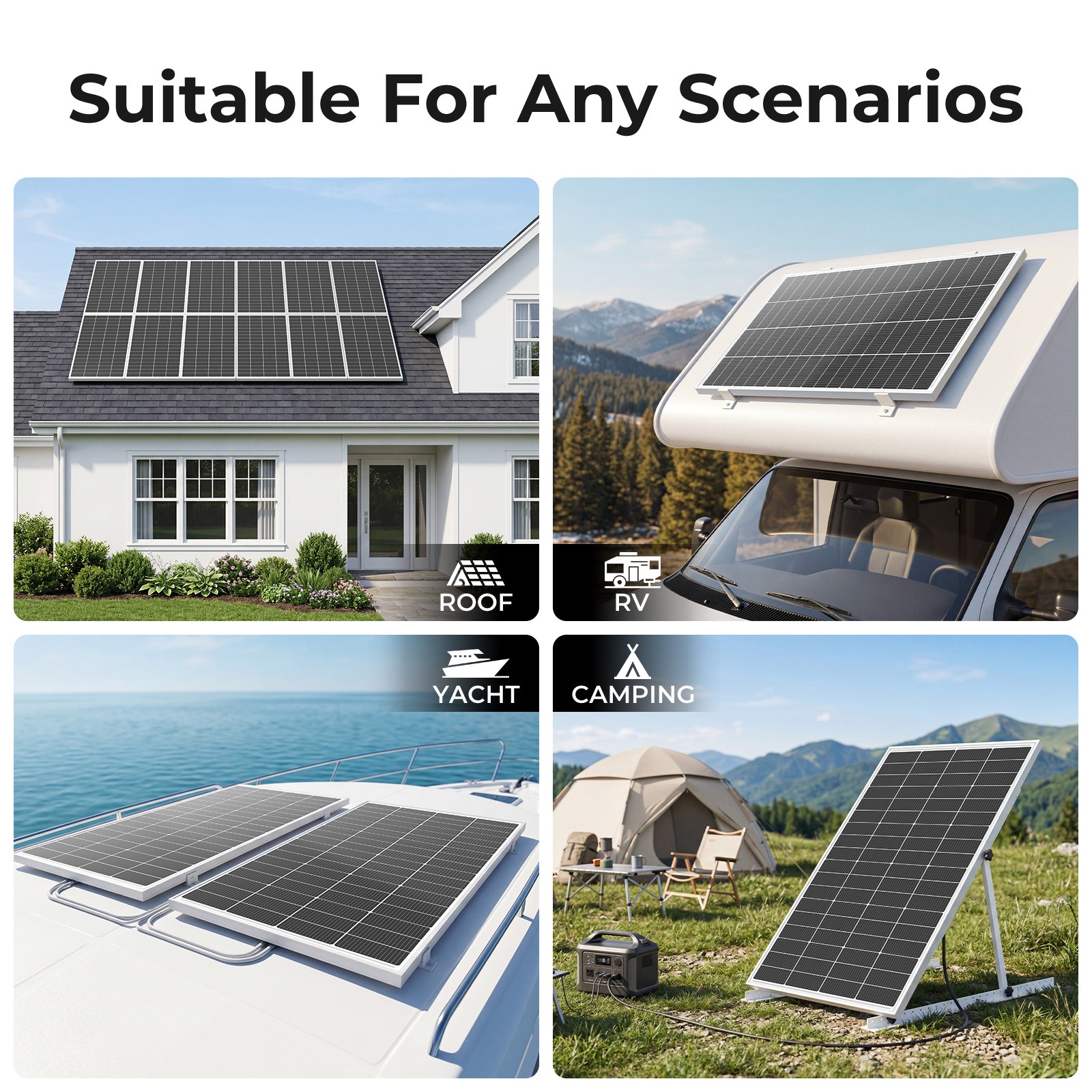 200W N-Type Solar Panel 16BB 25.6% High Efficiency Marine Off-Grid Power Systems