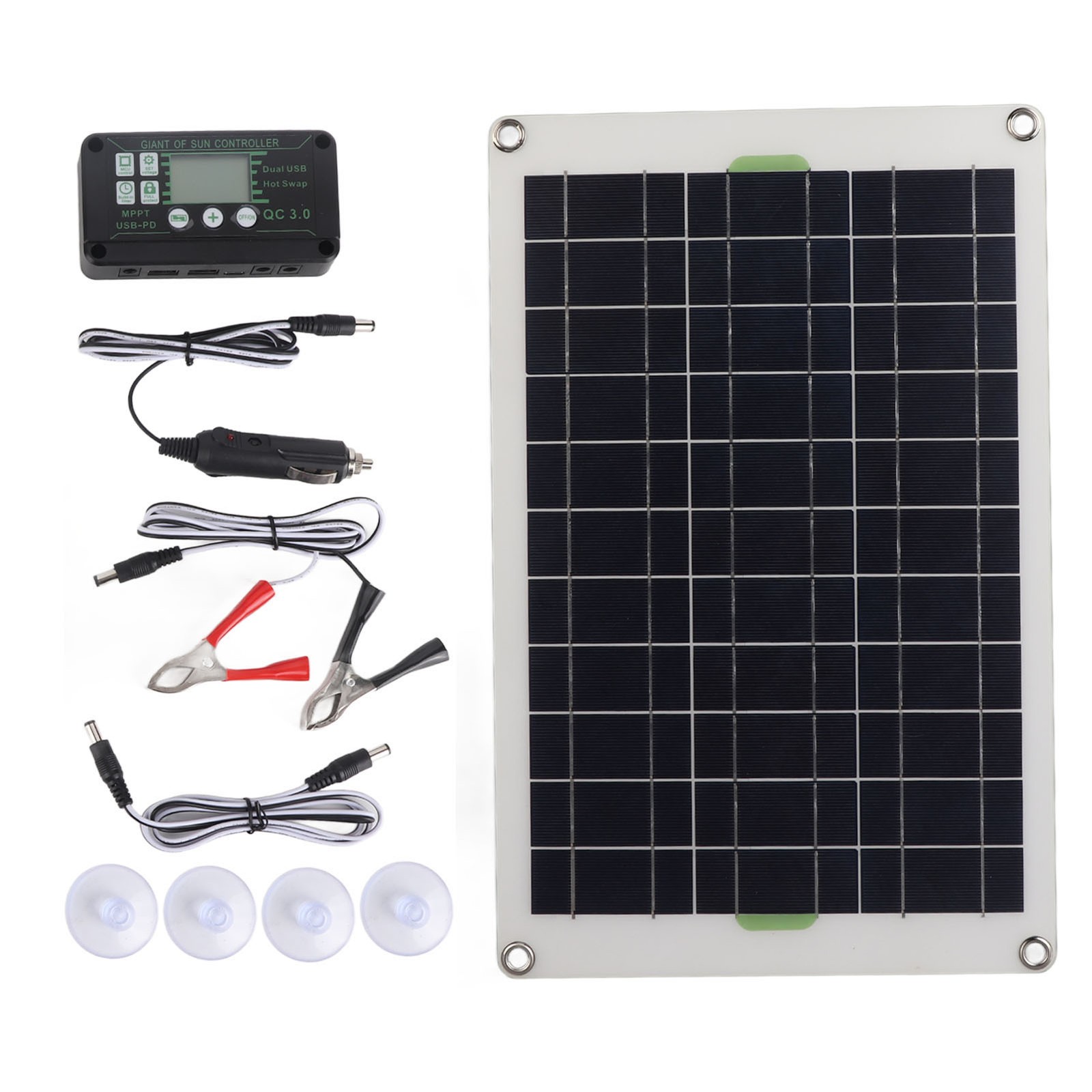 50W Solar Panel Charger Monocrystalline Silicon 30A Charge Controller For RV H6T