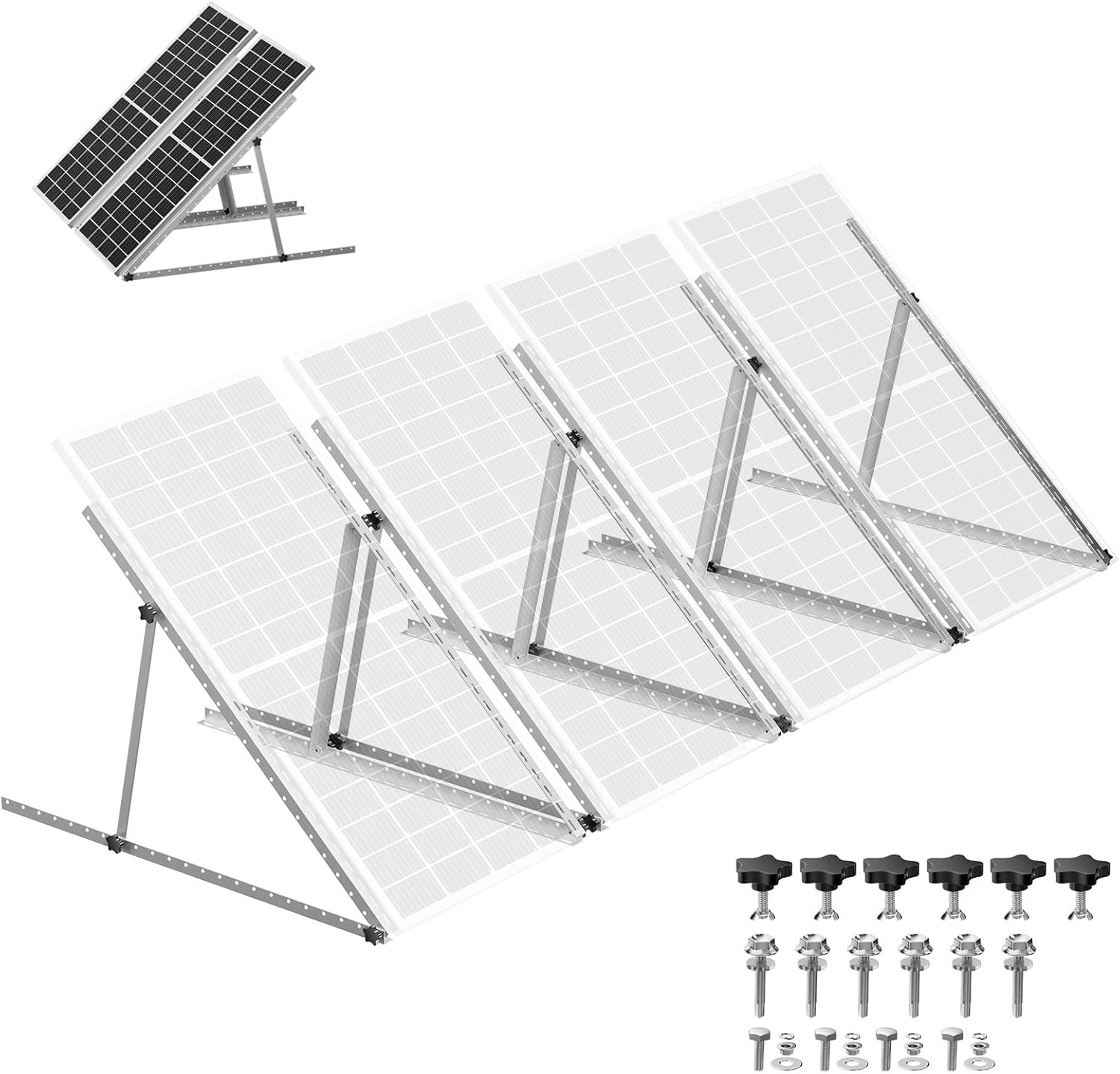 4-Pack 45″ Heavy-Duty Solar Panel Mount, Adjustable 0-90° Tilt Angle Anodized Al