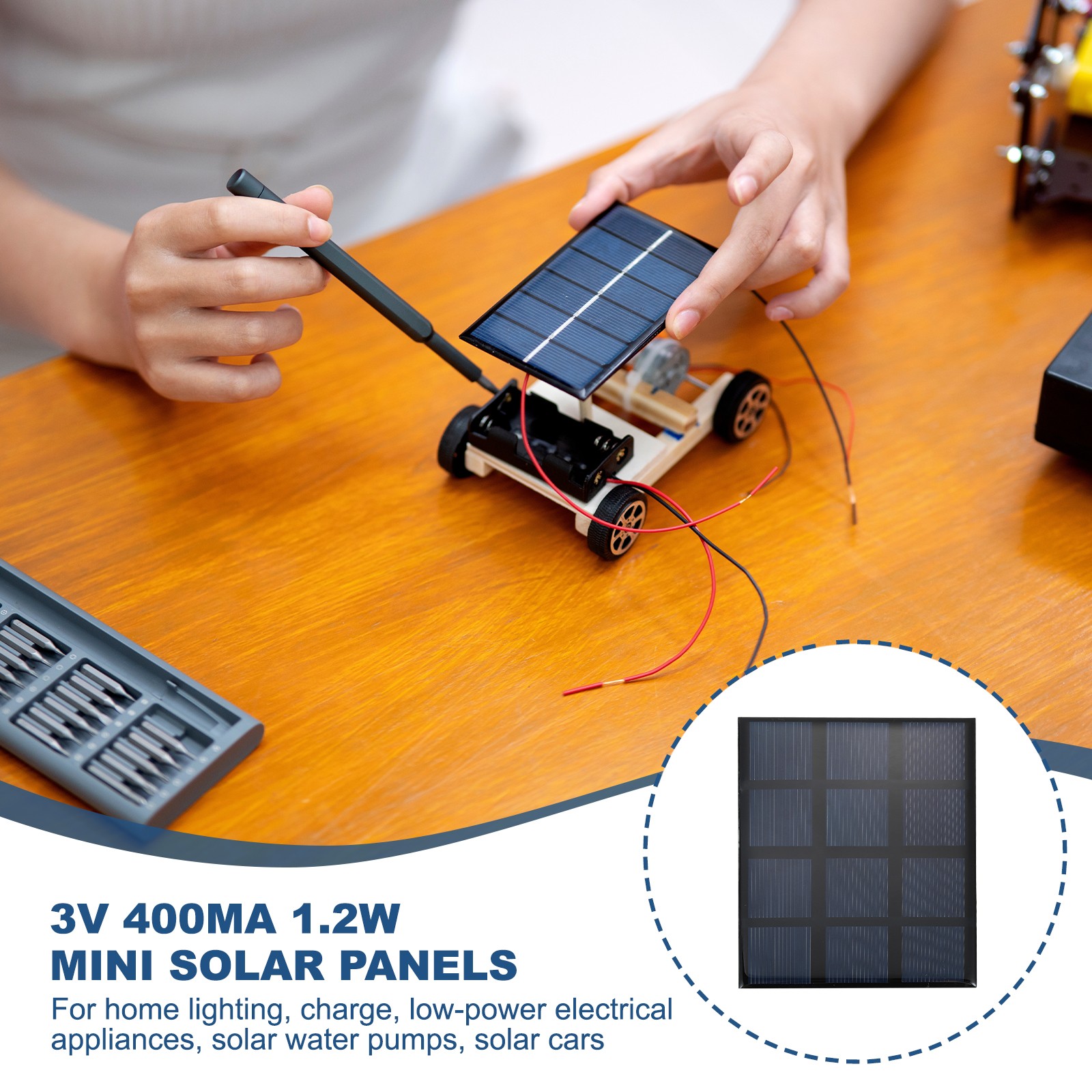 1Pcs 3V 1.2W 400mA Mini Solar Panels, Solar Photovoltaic Power Cells