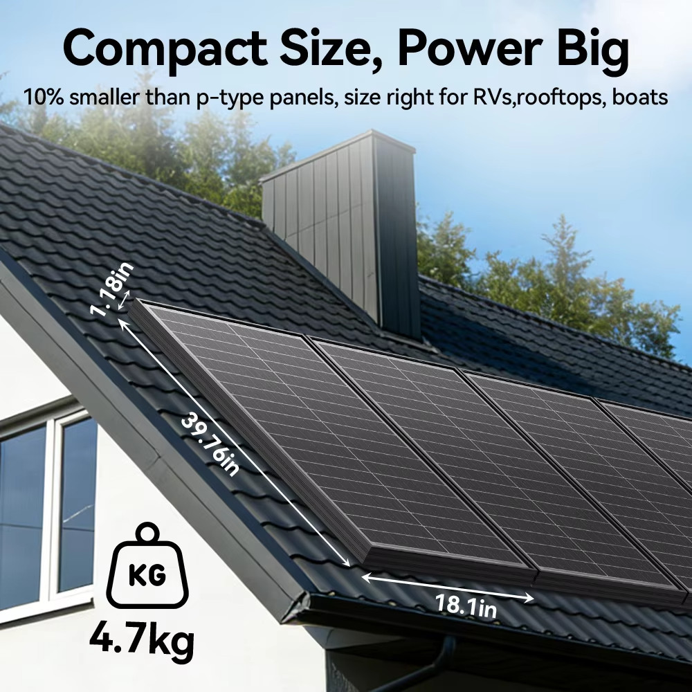 12V Bifacial Monocrystalline Solar Panel 400W 200W 100W 25.5% 18BB Cells PV