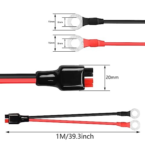 O Ring Terminal to Battery Connector Cable, 12AWG 45A Connector and