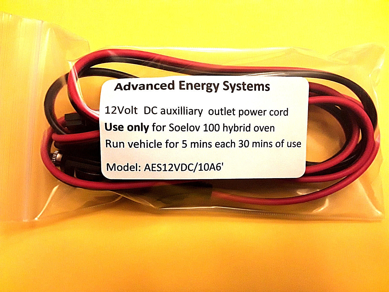 AES AUXILLIARY 12 VOLT CORD FOR SOELOV 100 / MADE IN THE USA