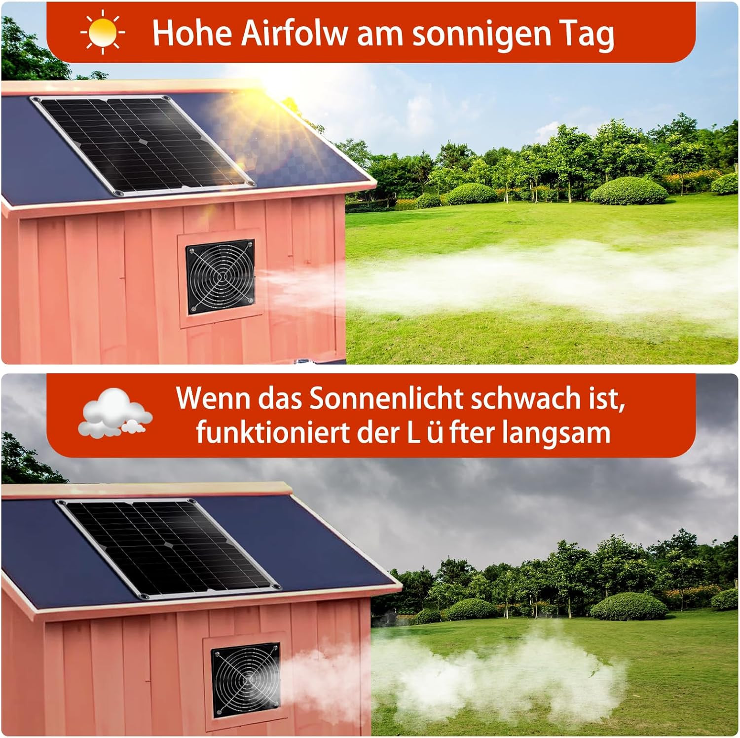 12W Weatherproof Solar Fan for Chicken Coops, Greenhouses, and Sheds