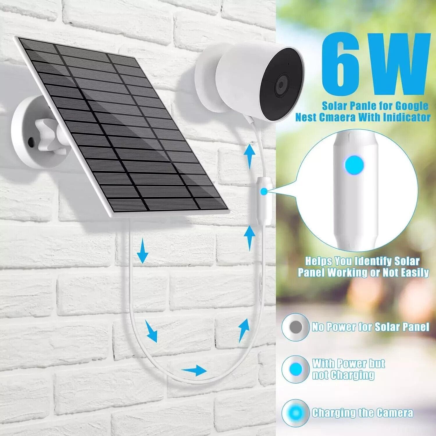 6w Solar Panel Compatible with Google Nest Camera Outdoor & Indoor Battery Solar