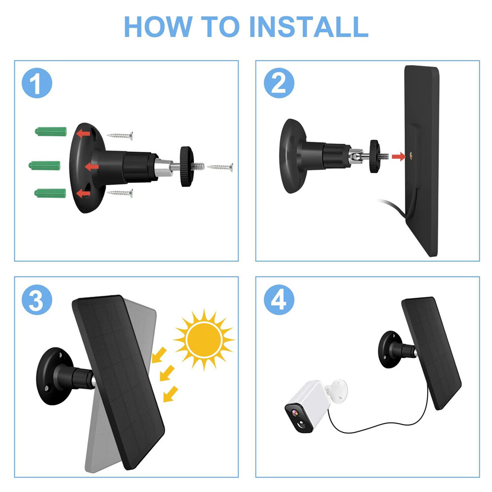 Solar Panel Charger Ring Spotlight Stick Up Camera Doorbell Solar Charger DC/USB