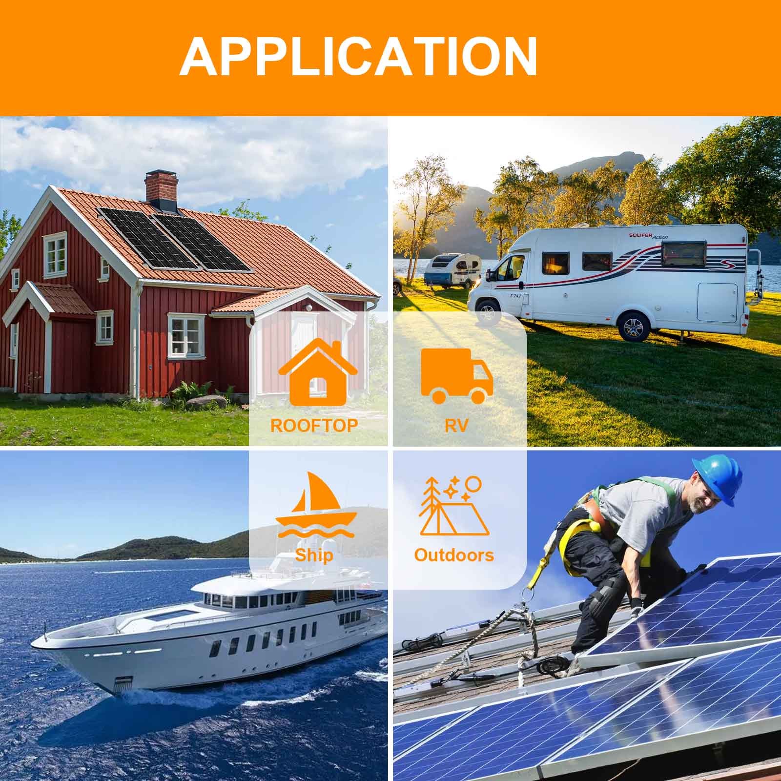 New Monocrystalline Solar Panel 2 Pack-100W 200W PV Power RV Boat Home & Garden