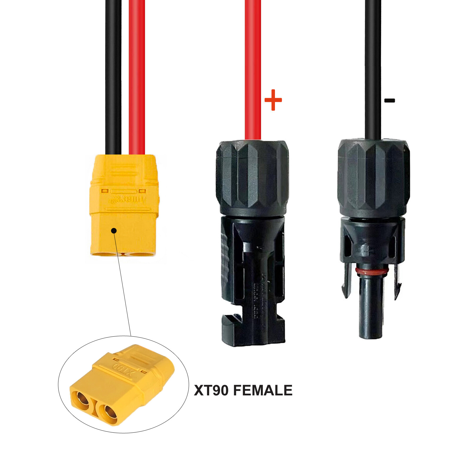 10 AWG XT90 Female to Solar Connector Cable for RC Lipo Battery Solar Generator