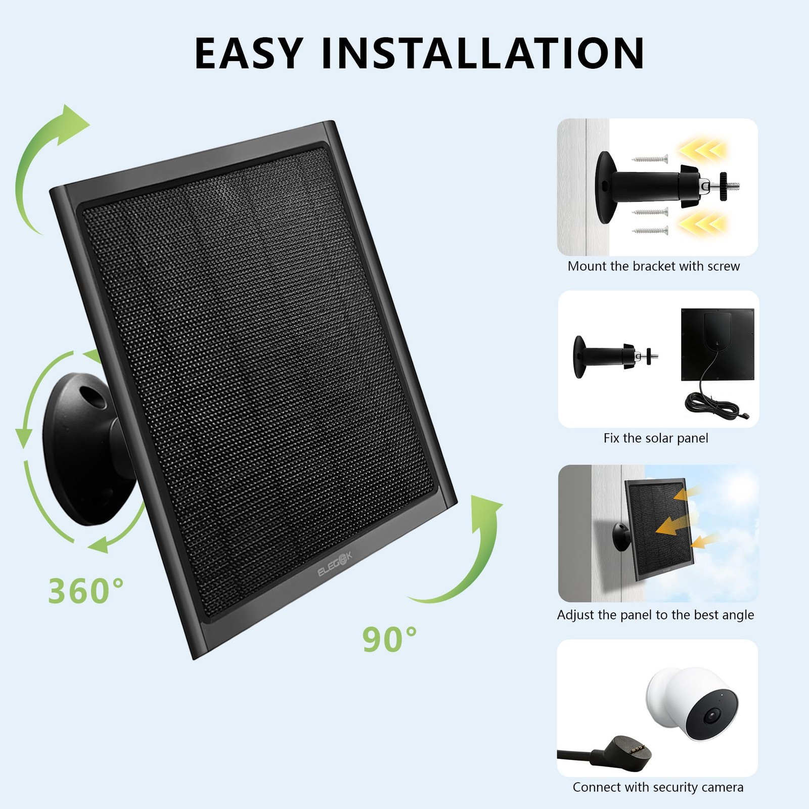 8W Solar Panel for Google Nest Camera Outdoor&Indoor Battery Version 2Pack