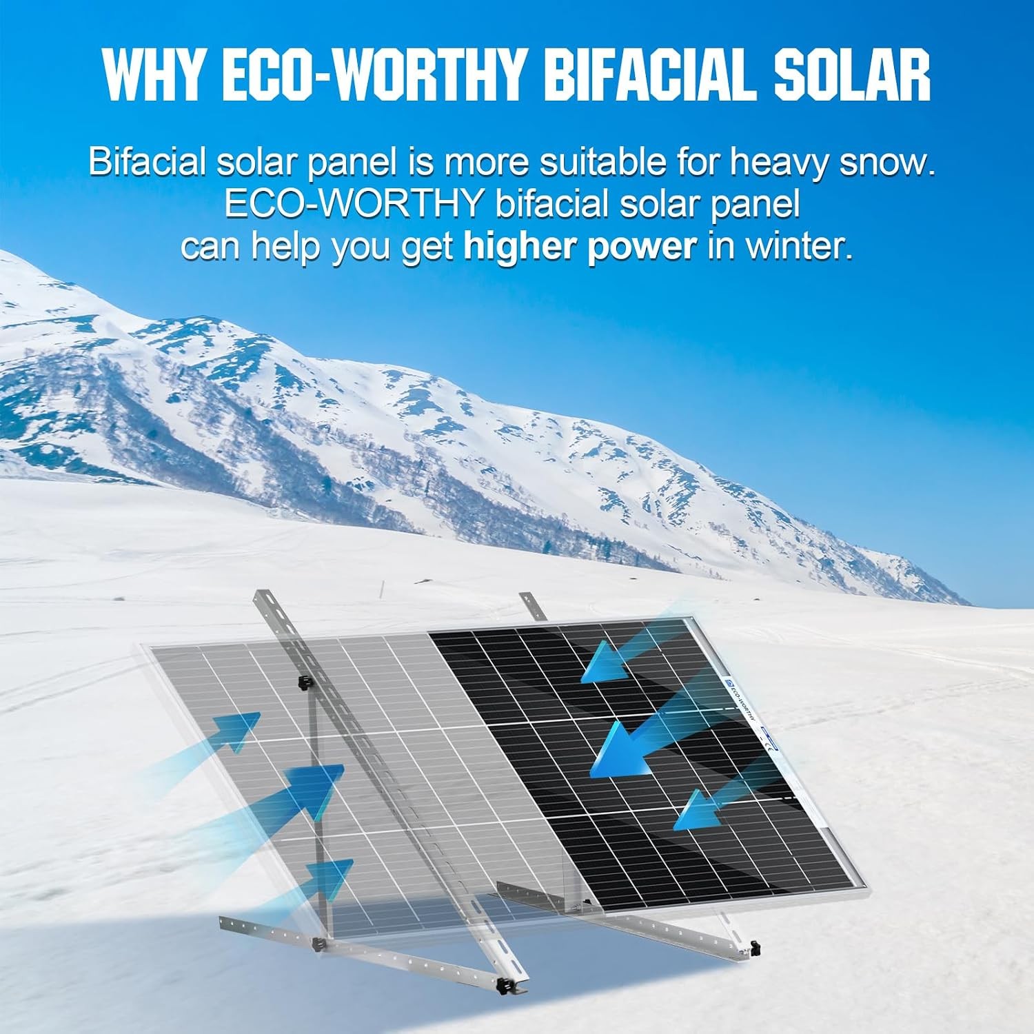 ECO-WORTHY Bifacial 100 Watt 12 Volt Solar Panel Monocrystalline Rigid High-Effi